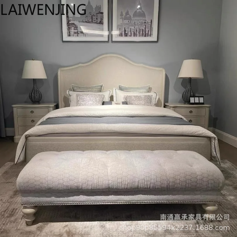 

HLZ solid wood old double bed master bedroom 1.8 meters large bed modern simple fabric European bed