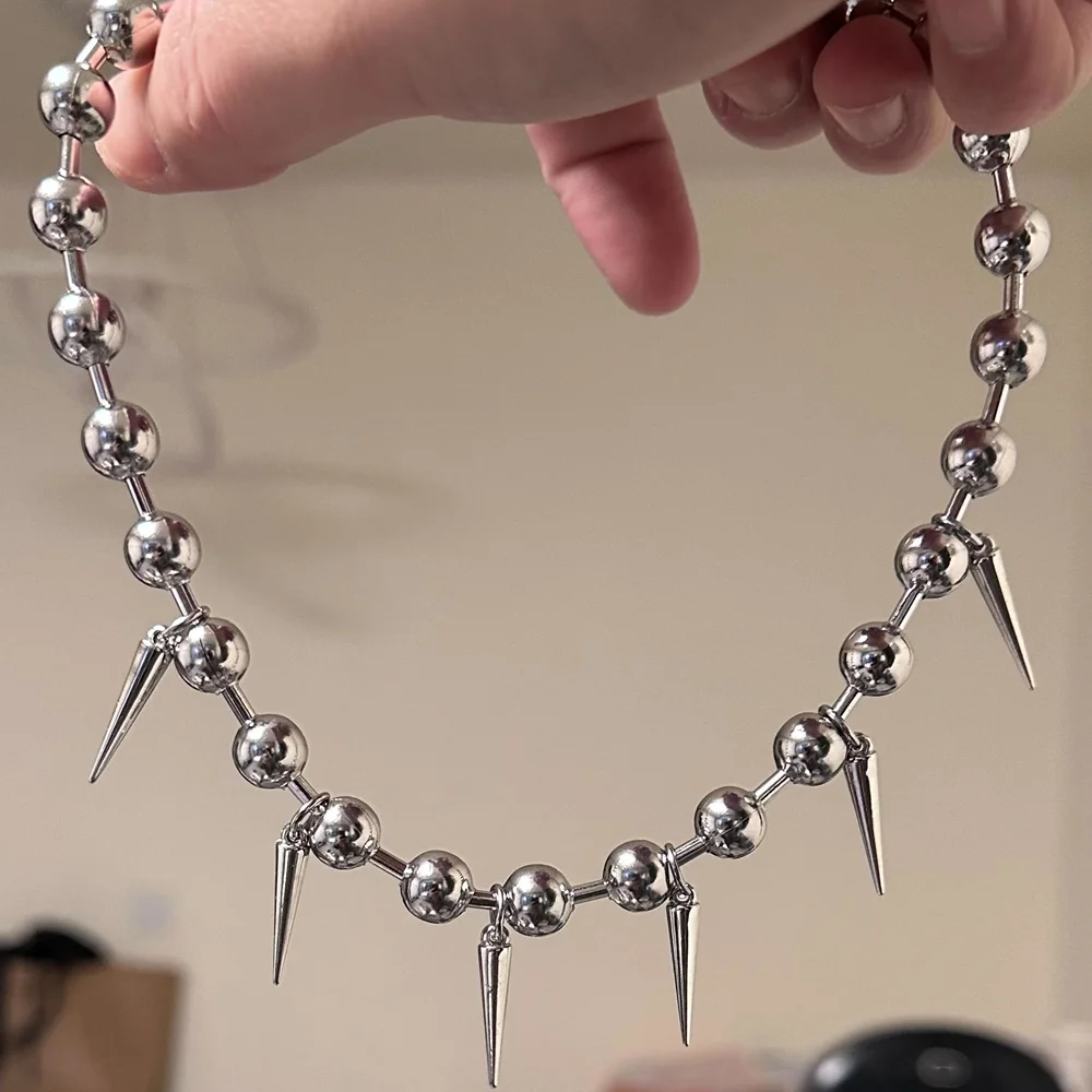 Gotik Moda Büyük Tıknaz Top Zincir Perçin Gerdanlık Kolye Kadın Erkek Punk Y2K Grunge Çivili Boncuk Zincir Kolye