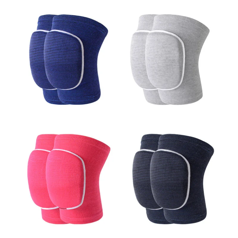 1 Pair Sports Compression Knee Pads Elastic Knee Brace Protector Thickened Sponge Support for Dancing Roller Volleyball Training