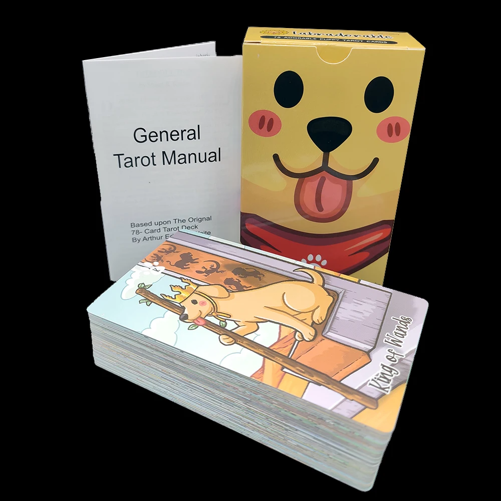 12cm x 7cm labradski Tarot wróżbiarski z kartami tarota o tematyce szczeniaka, które sprawią, że twoje serce się roztopi