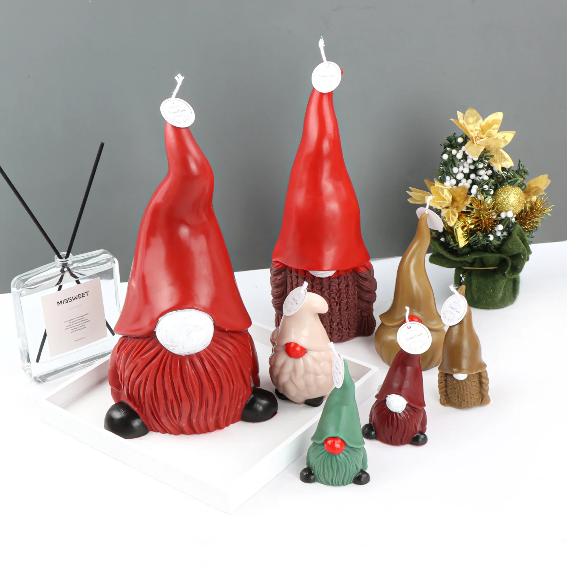 Moule à bougie en Silicone pour père noël, dessin animé, nain de noël, savon fait à la main, gypse, Fondant, décoration de fête à domicile