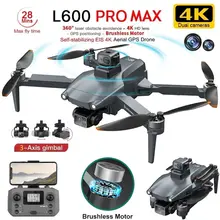 L600 pro max gps drone profissional 4k 3 eixos ptz hd câmera dupla evitar obstáculos motor sem escova 5g wifi rc quadcopter brinquedos