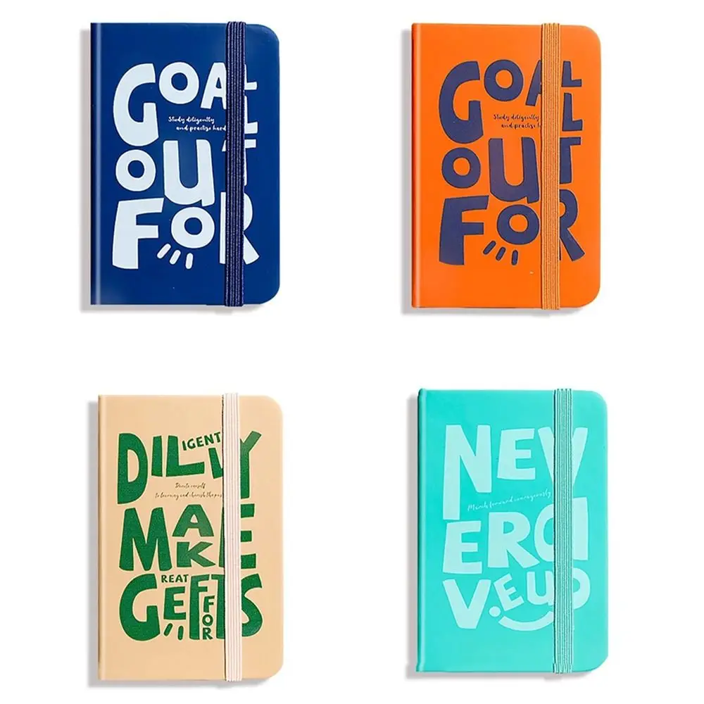 2Pcs American Retro A7 Mini Notebook 192 Pages Thick Paper Portable Pocket Notepad Multifunction Elastic Band Design Datebook