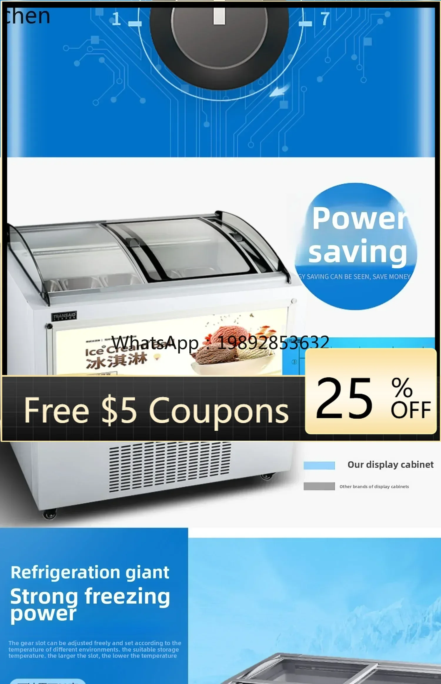 

AB Thick Cut Fried Yogurt Display Cinet Refrigerator Hard Cinet Ice Cream Popsicle Freezer Commercial Deluxe