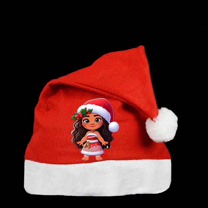 Moana Merry Christmas Hat Non-woven Fabric Red Santa Claus Xmas Hats Adults Kid Cap New Year Party Festival Cute Decoration Gift