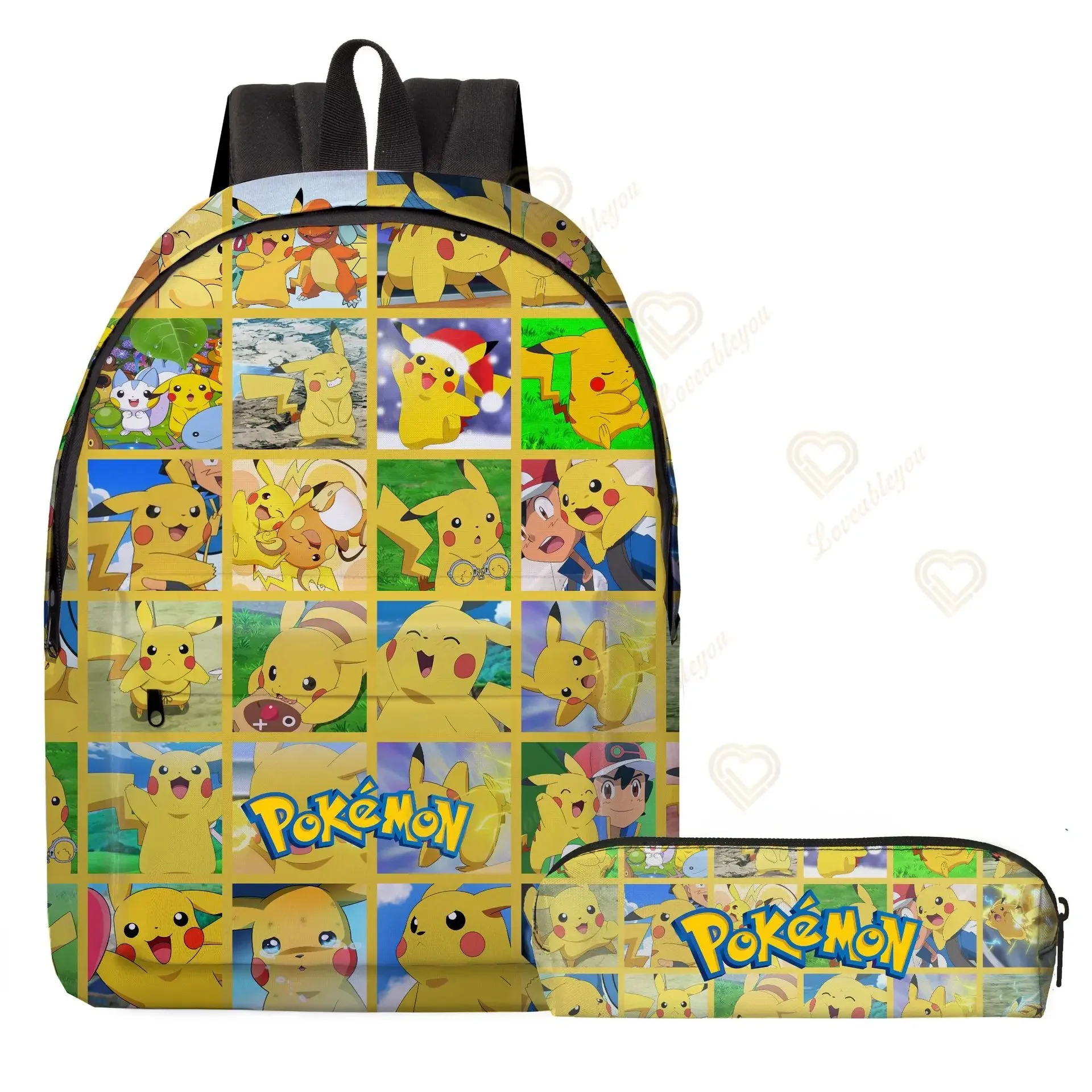 2 stks/set Anime Pikachu Pokemon Afdrukken Rugzak School Pikachu Jongens Meisjes Mode Laptop Grote Capaciteit Schooltas voor Geschenken