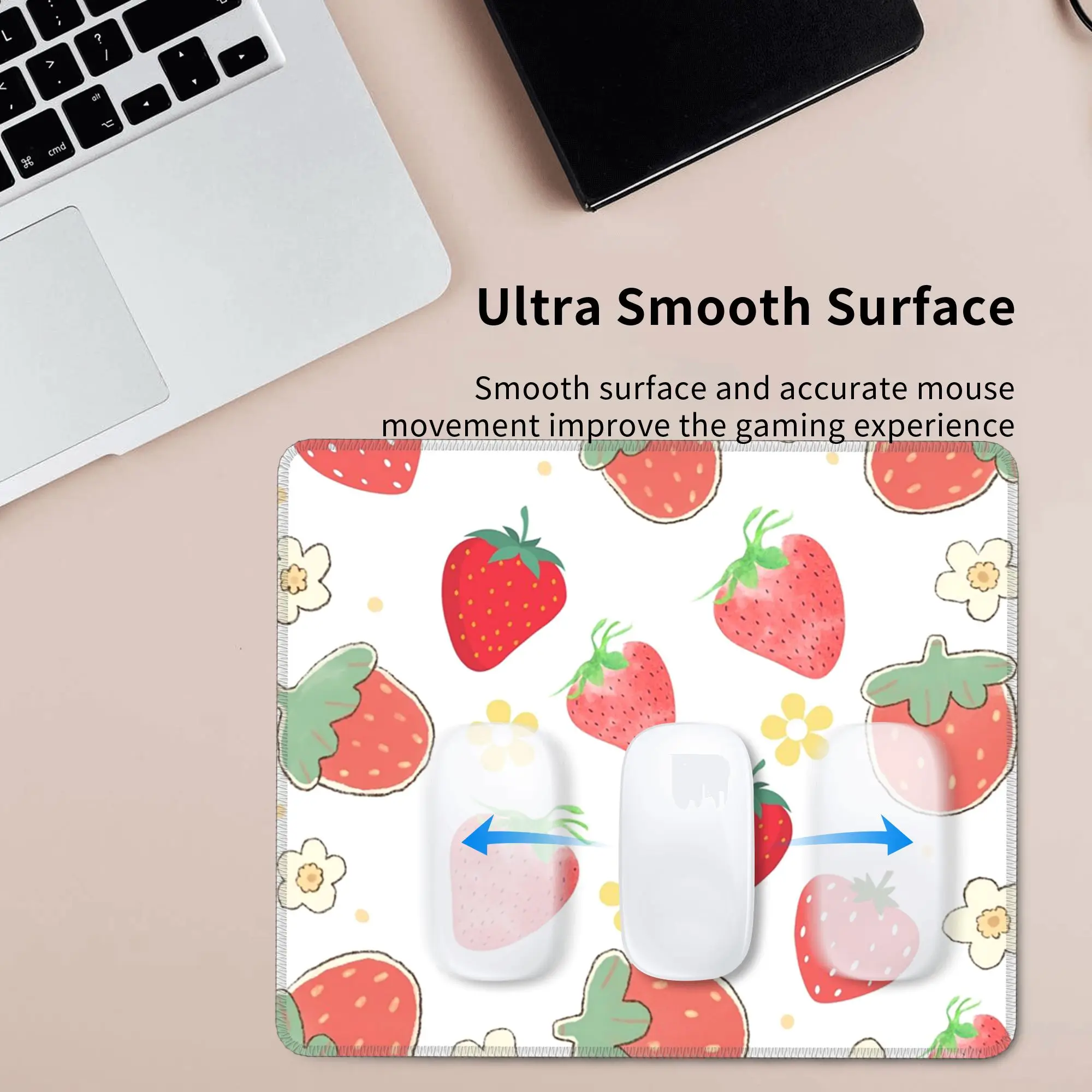 Strawberry And Daisy Cartoon Pattern Mouse Pad Computer Keyboard Mouse Mat Gamer PC Laptop Desk Mat Office Table Mats
