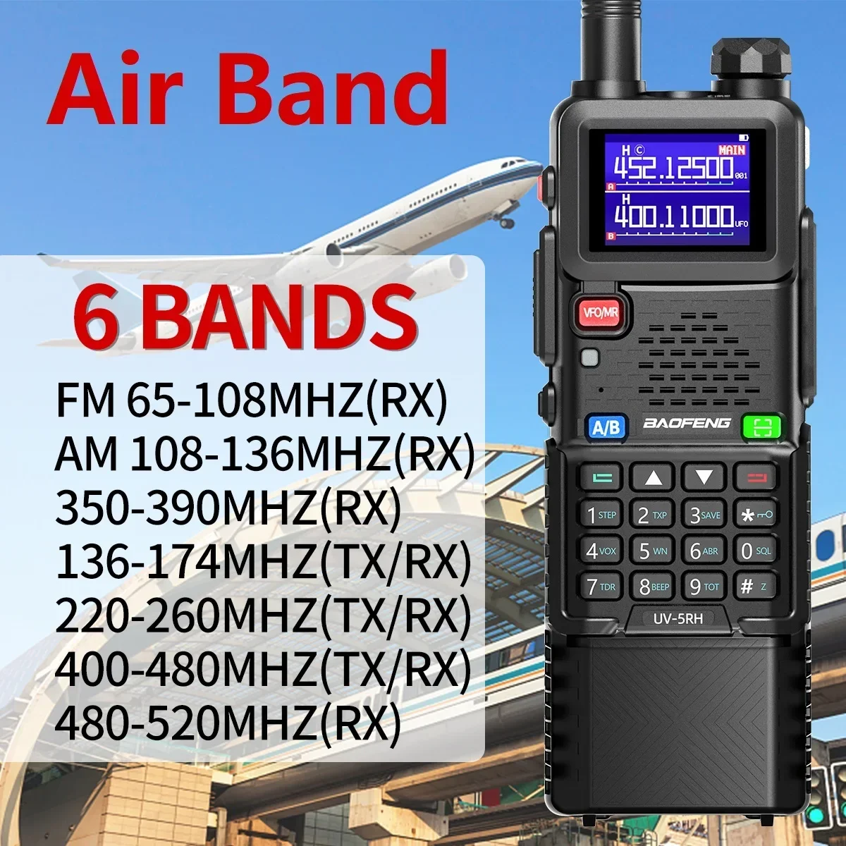 

1/2 шт. Baofeng UV-5RH многодиапазонная рация 3800 мАч Bluetooth программирование телефона AM для UV-5R любительская радиостанция дальнего действия