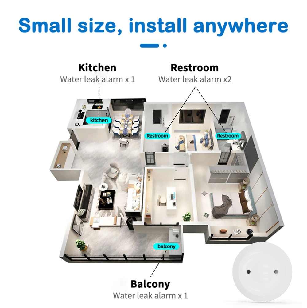 Tuya ZigBee 2mqtt Verknüpfung Wasser Leckage Sensor Immersion Sicherheit Alarm Wasser Leck Detektor Überlauf Alarm Wasserdicht Smart Leben