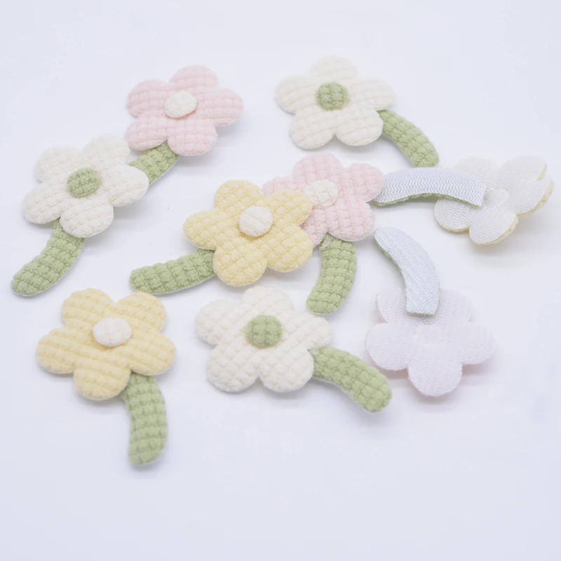 10Pcs 3*4.5cm Flower Applique for DIY Clothes Hat Headwear Crafts Gloves Leggings Socks Sewing Patches Decor Accesoories