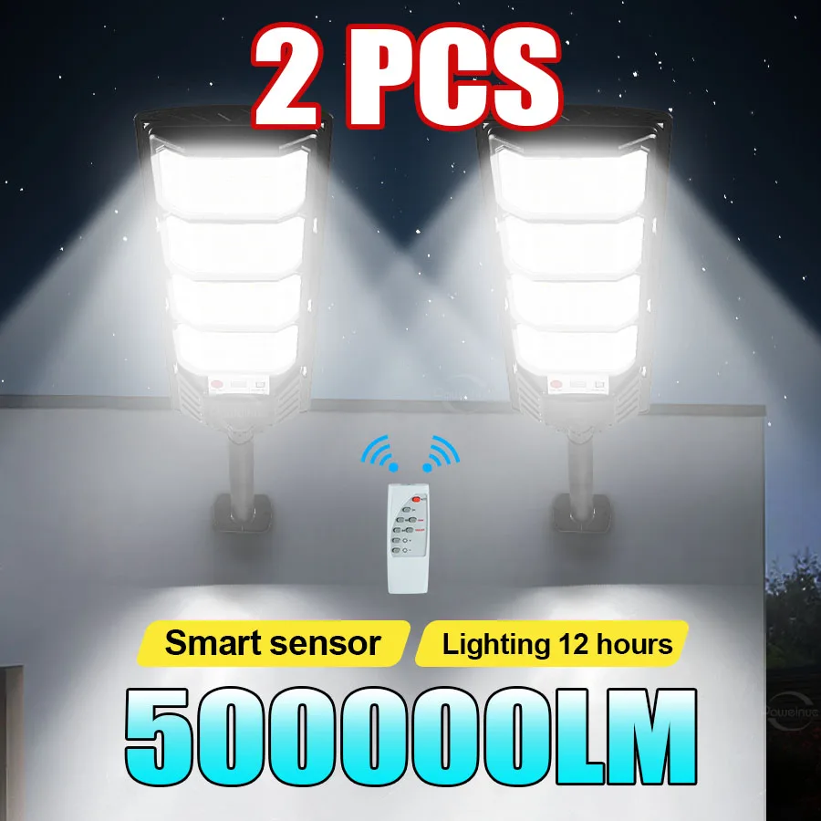 【セール中】1/2 個 500000LM 800 ワット/500 ワット投光器高輝度ソーラー Led ライト屋外強力な屋外モーションセンサーソーラーランプ庭街路灯