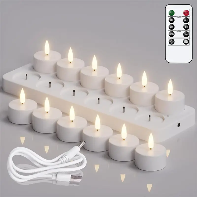 【PRICE-DROP!】24X Rechargeable Flameless Tea Lights Candles With Timer Romote,LED Candles For Wedding Centerpiece Table Decor image 4