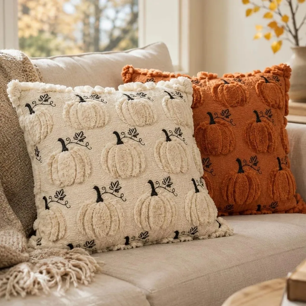 45 cm Halloween Pillow Covers Soft Decorative Pumpkin Embroidery Cushion Case Fall Pumpkin Decorated Pillowcase Living Room