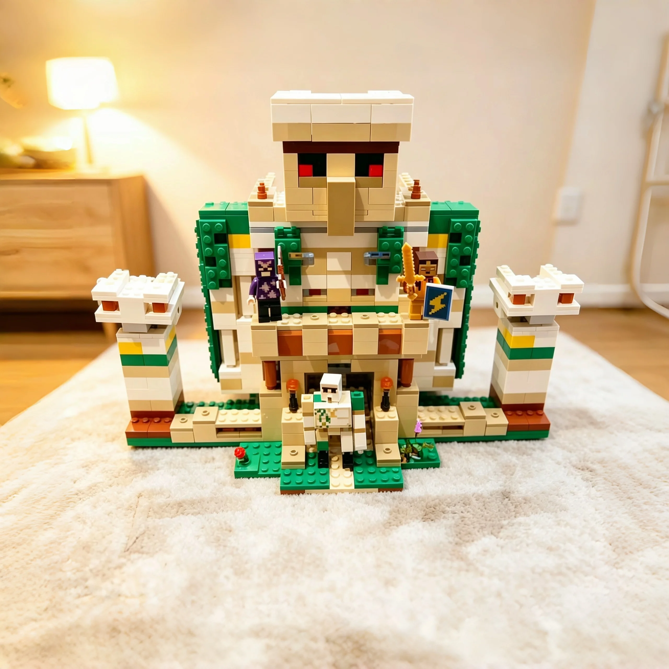 Blocos de Montar Série 21250, Modelo DIY de Fortaleza do Golem de Ferro, Série Educacional, Quebra-Cabeça de Castelo, Presente de Feriado, Decoração de Mesa