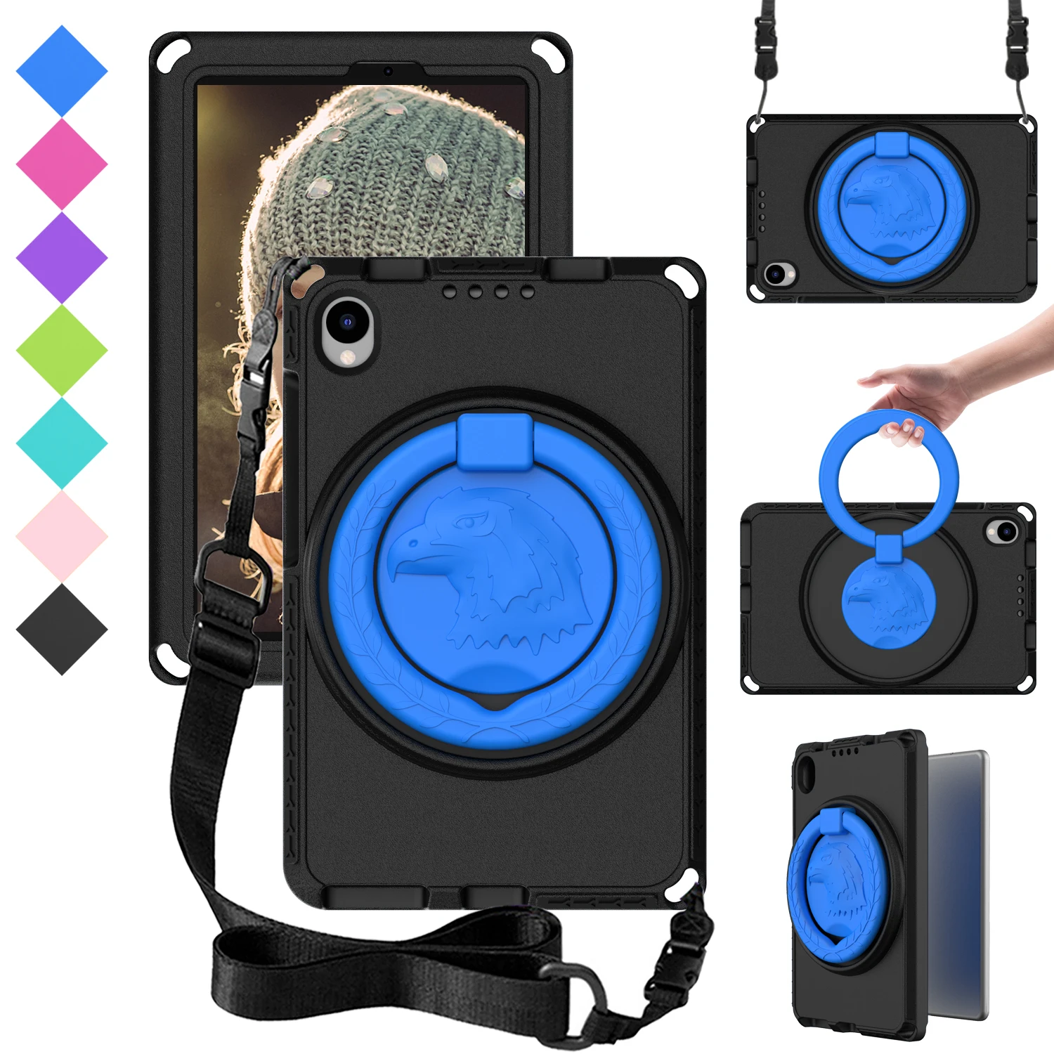 

Вращающийся на 360 градусов чехол для Samsung Galaxy Tab S6 Lite 10,4 дюйма, искусственная кожа, P615, P613, P619, A 8,4, 2020 дюйма, фонарик T307U, S5E, T720, S6, T860, чехол из ЭВА