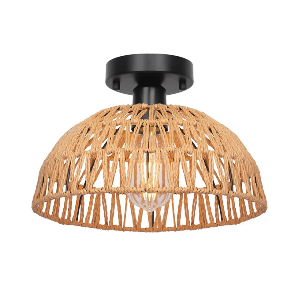 

Industrial Woven Basket Ceiling Light Fixture Rustic Ceiling Lamp Chandeliers for Living Room Bedroom Kitchen Island Bathroom