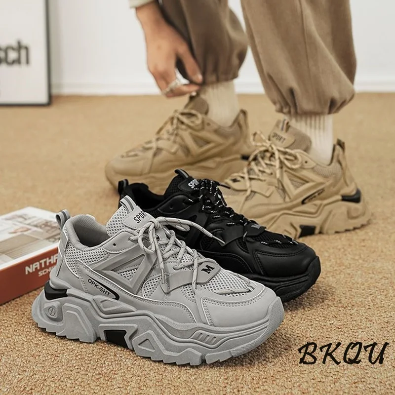 BKQU Father Shoes Men 2024 New Fall Youth Network Sports Running Students Explosive Brand Black Warrior Fashion Shoes