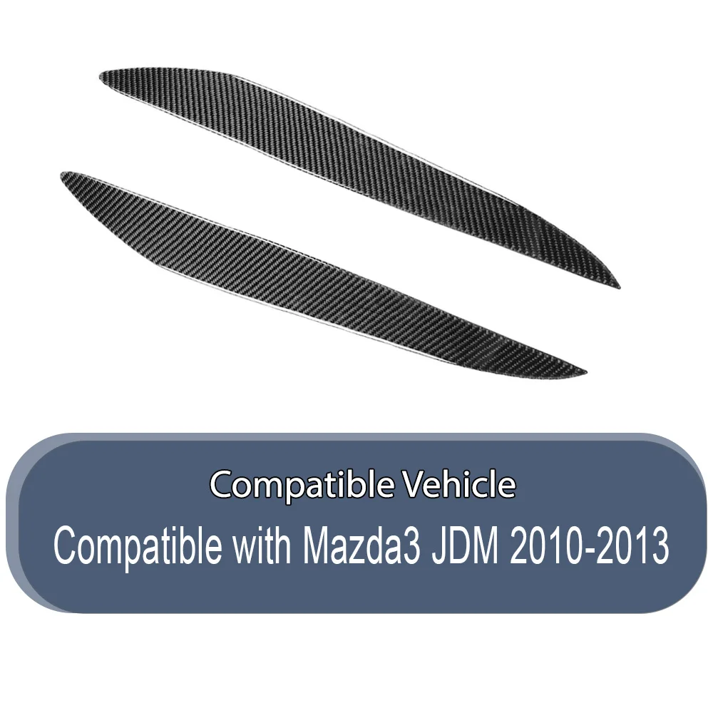 Carbon Fiber Car Headlight Eyelid Eyebrow Cover Trim For Mazda 3 Mazda3 JDM 2010 2011 2012 2013