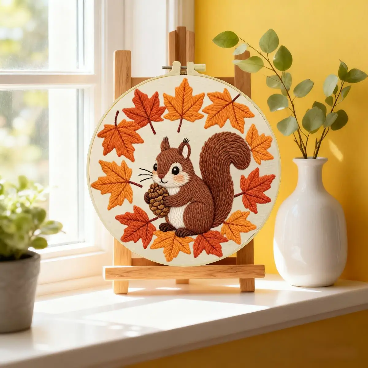 1 Stück 20X20CM/15X15CM 7,87/6,3 Zoll Meerblick Stickerei Starter-Kit DIY-Kit DIY-Stickerei-Set für Anfänger – Detail 1