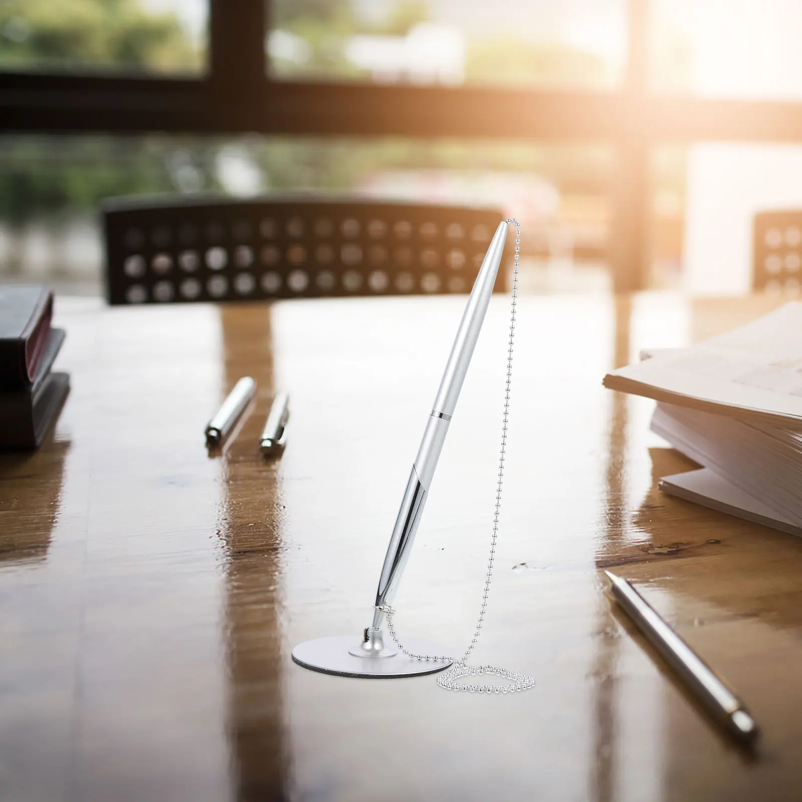 

Premium Sign Smooth Ballpoint Office Signature Pen Comfortable Grip Wear-Resistant Chain Pen Vertical Table Fixed