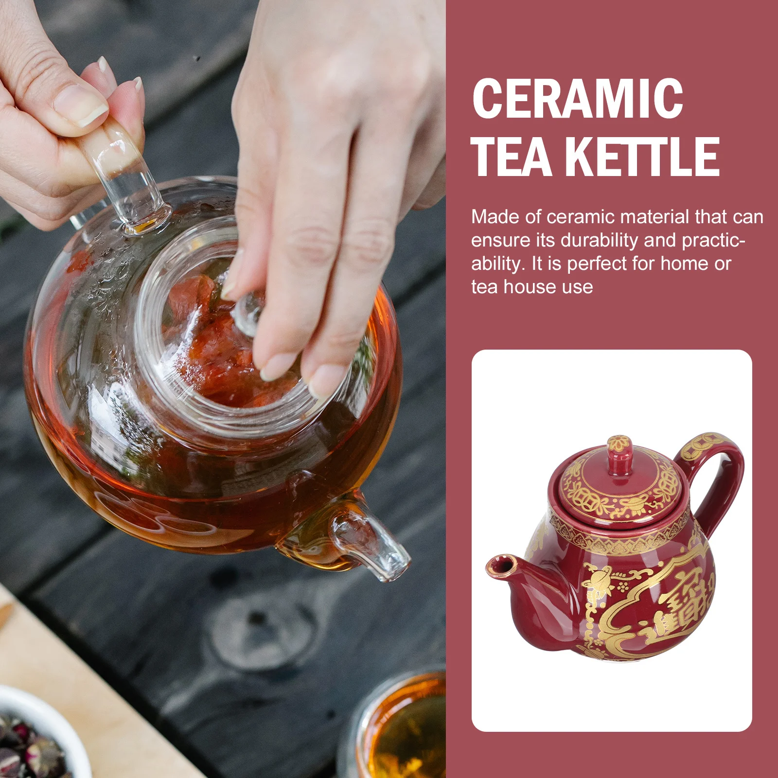 

Ceramic Tea Pot Retro Vintage Teapot Heat Resistant Anti-Scald Handle Home Buddha Hall Teaware Decoration Retro Teapot