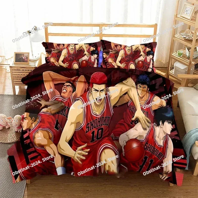 Комплект постельного белья в стиле аниме Slam Dunk с 3D принтом для мальчиков и девочек, пододеяльник размера Twin Queen, наволочка, кровать для детей и взрослых, домашний текстиль
