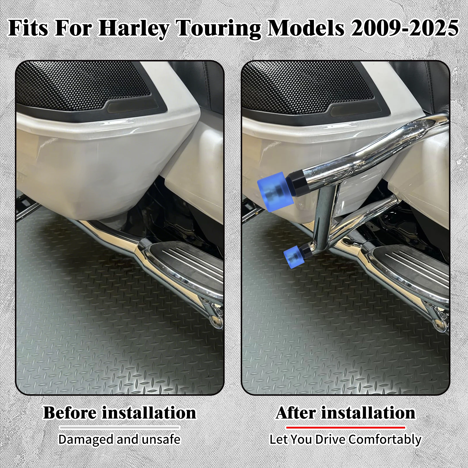 

Motorcycle Rear Saddle Bag Guards Left Right Rails Bumpers Crash Bars For Harley Touring Road King Electra Road Glide 2009-2025
