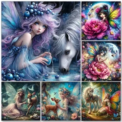 5D DIY Diamond Painting Fantasy Butterfly Flowers Fairy Princess Cartoon Girl Drills Cross Stitch Mosaic Art Home Decor