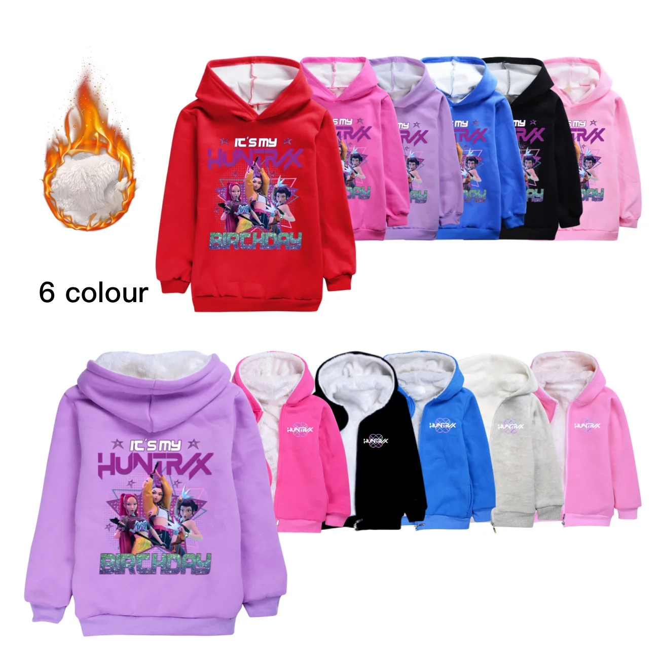 

KPop Demon Hunters Kids Zipper Hoodie Jacket Teen Girls Boys Pullover Sweatshirt Children's Hoody Coat Winter 5001