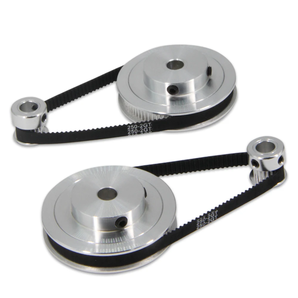 2PCS / Set GT2 Synchronous Wheel 20&80 Teeth 8mm Bore Aluminum Timing Pulley with 2PCS Length 250mm Width 6mm Belt (20-80T-8B-6)