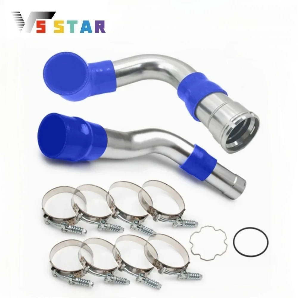 

Cold & Hot Side Aluminum Intercooler Pipe Upgrade Blue For 2011-2016 F-250 F-350 F-350 F-450 Ford 6.7L Powerstroke Diesel