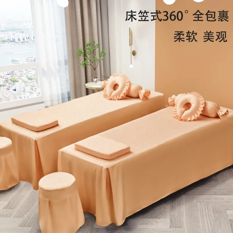 1pcs Solid Bedskirt for Beauty Salon Anti-slip Massage Spa Table Bedcover Bedspread Skin-Friendly Bed Cover Sabanas with Hole