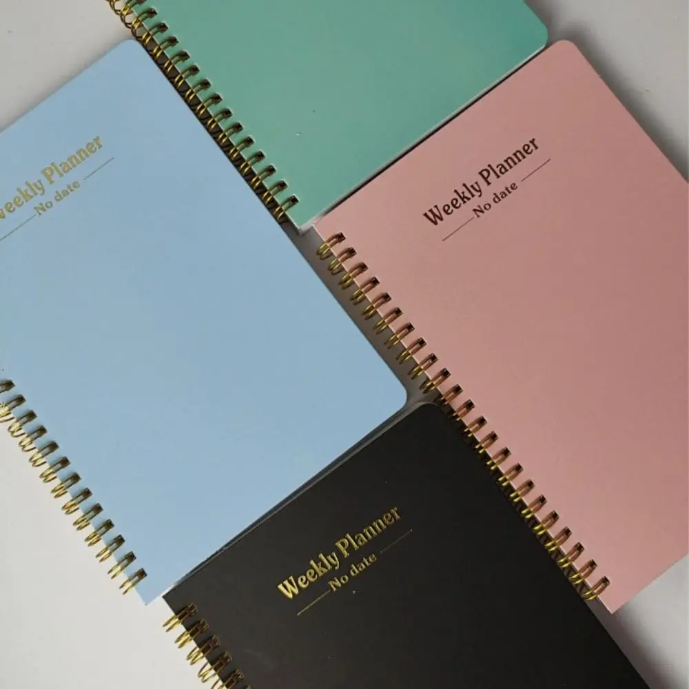 Portable A5 Weekly Planner No Date Planner Reminder Weekly Schedule Book Efficiency with Straps Coil Notebook Office