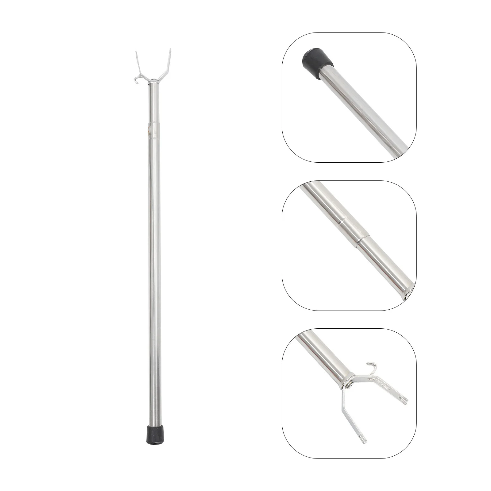 

Stainless Steel Rail Fork Design Heavy Duty Clothes Reaching Pole Balcony Home Use Clothes Drying Rod Household