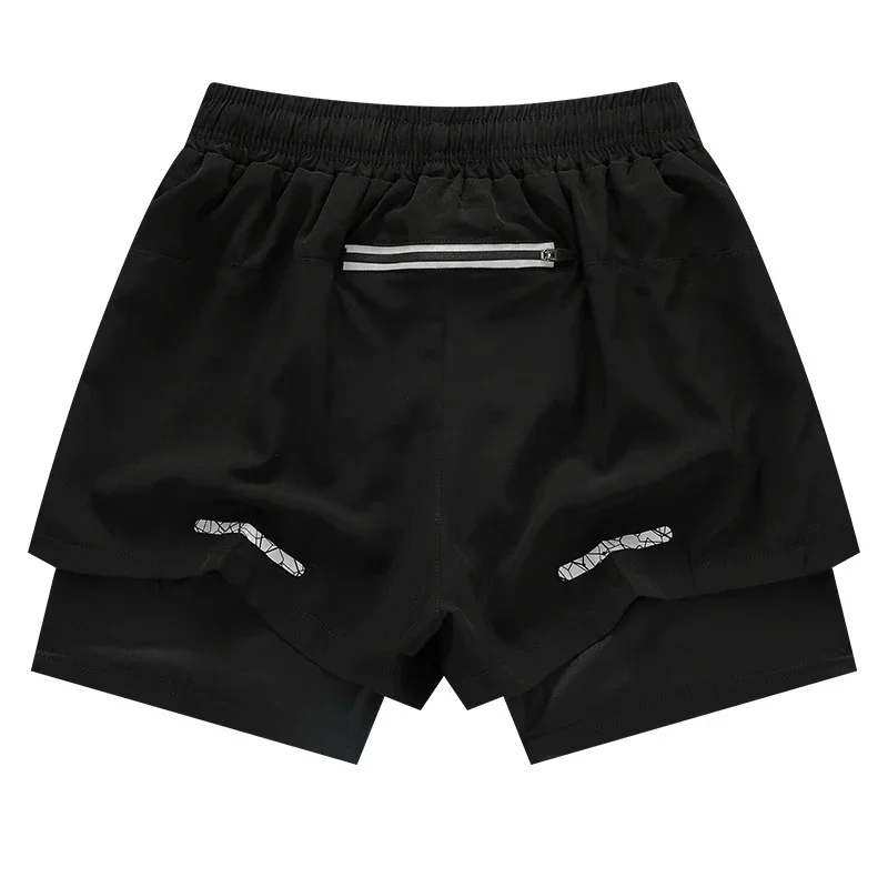 Pantalones cortos 2 en 1 para correr al aire libre para hombre, pantalones de chándal de doble capa de entrenamiento de Fitness de secado rápido,