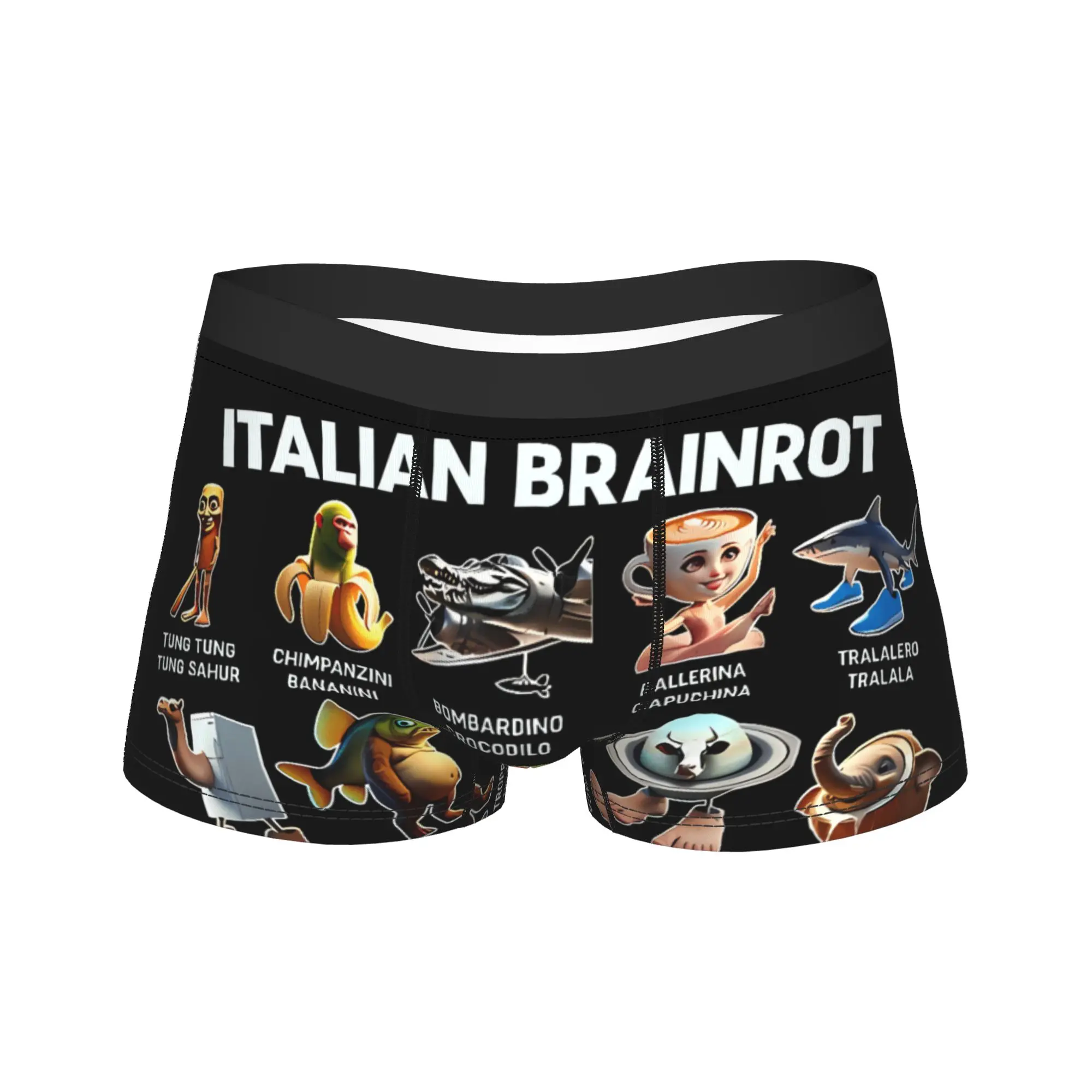 

Italian Brainrot Underwear Men Boxer Brief Funny Boxer Shorts High Quality Pattern Oversize Panties