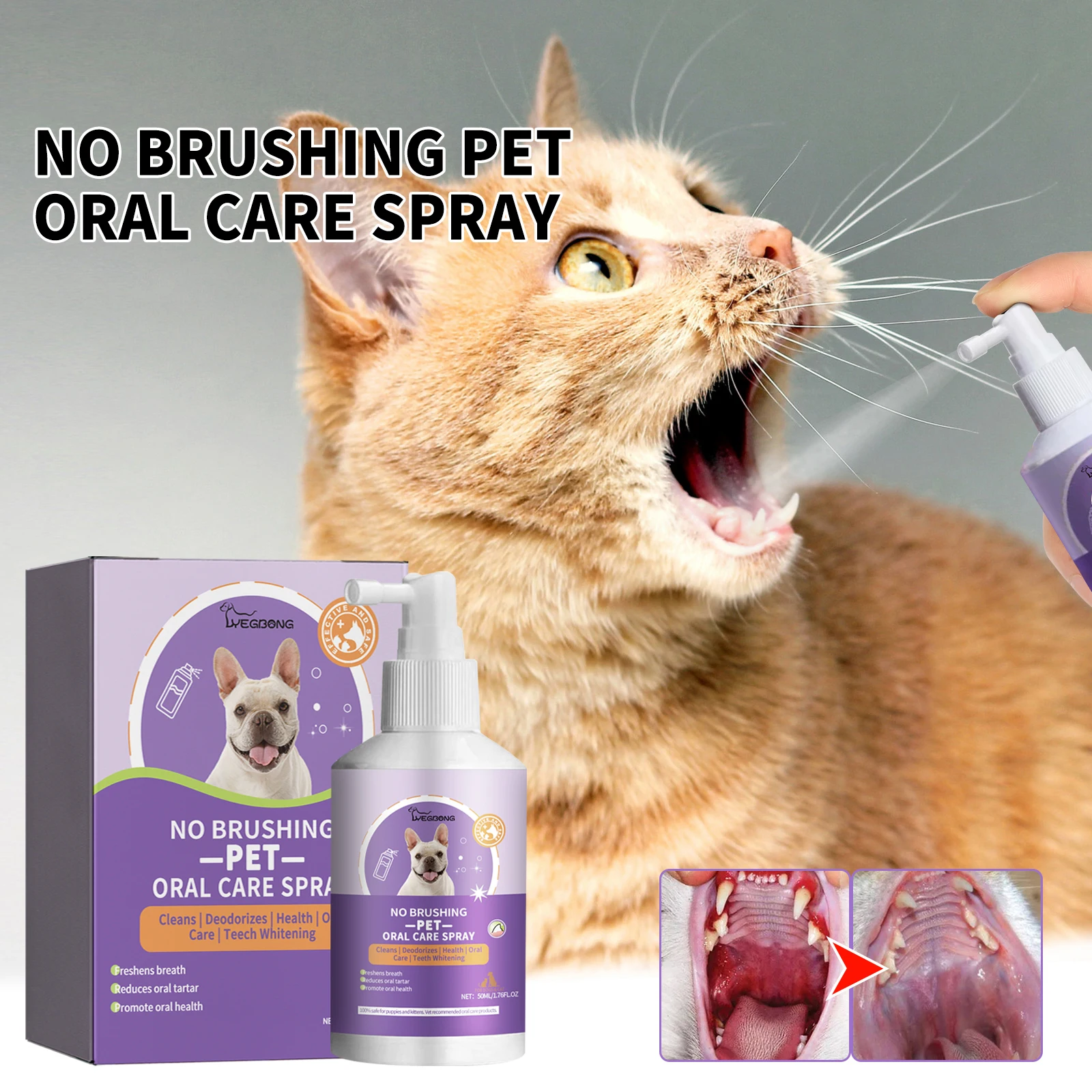 Pet Oral Care Spray Fresh Breath and Teeth Cleaning Spray,Pet Breath Freshener Reduce Tartar Pet Healthy Oral Hygiene Solutions