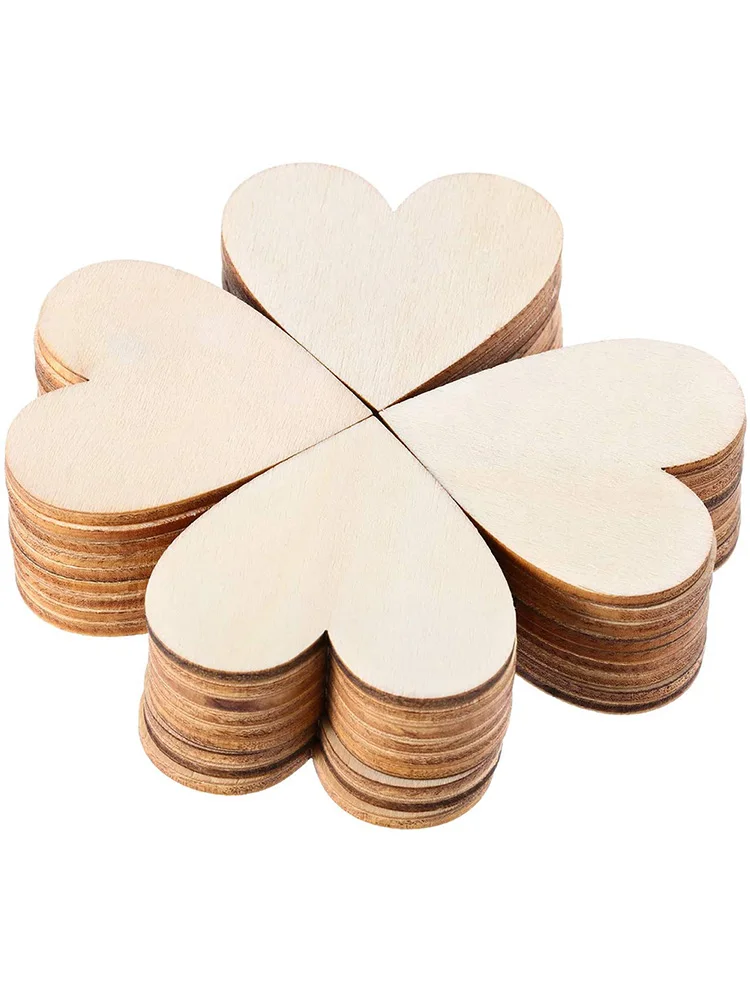 Hochzeit Liebe Herzform Holz Konfetti Blanko Herz Chips Valentinstag Dekoration Hochzeit Romantische Natürliche Bastelbedarf – Detail 9