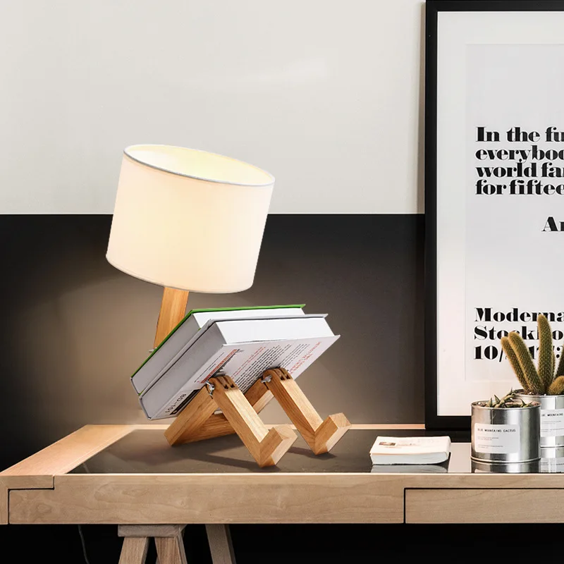 

Solid Wood Fabric Headboard Bedroom Modern Minimalist Gift Storage Desk Lamp Creative Nordic Minimalist LED Desk Lamp