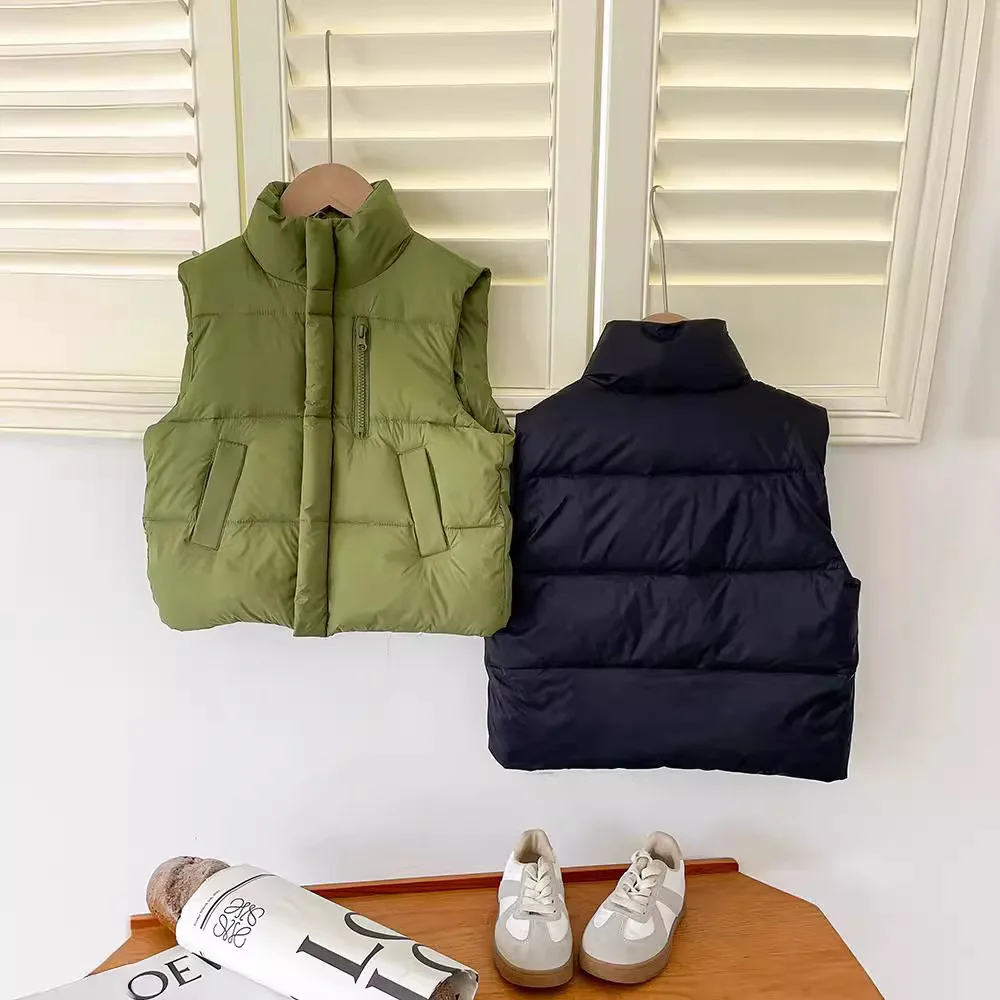 Korean Version of Children\'s Down Vest Boys and Girls 2026 Autumn and Winter New Thickened Baby Warm Vest Outside