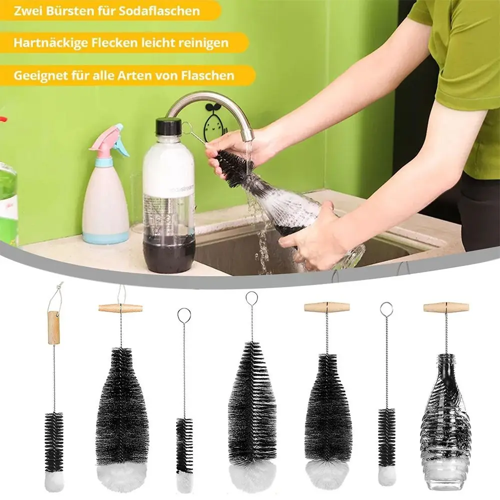 With Beechwood Handle Soda Stream Bottle Brush Dust Removal Drink Wineglass Bottle Cup Glassware Jars Cleaner