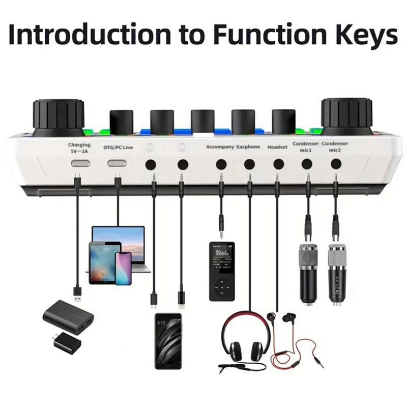 X50 Live Sound Card Audio Mixer Recording Desktop Singing BT OTG Digital Lossless Transmission For Podcasting Gaming