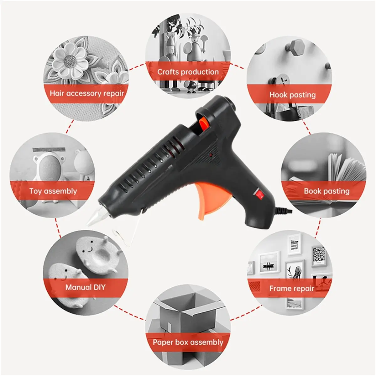 100W Hot Melt Glue Tool 180 ℃ High-Power Glue Tool for 11mmx27cm Glue Sticks Fast Preheating Hot Melt Glue Tool EU Plug
