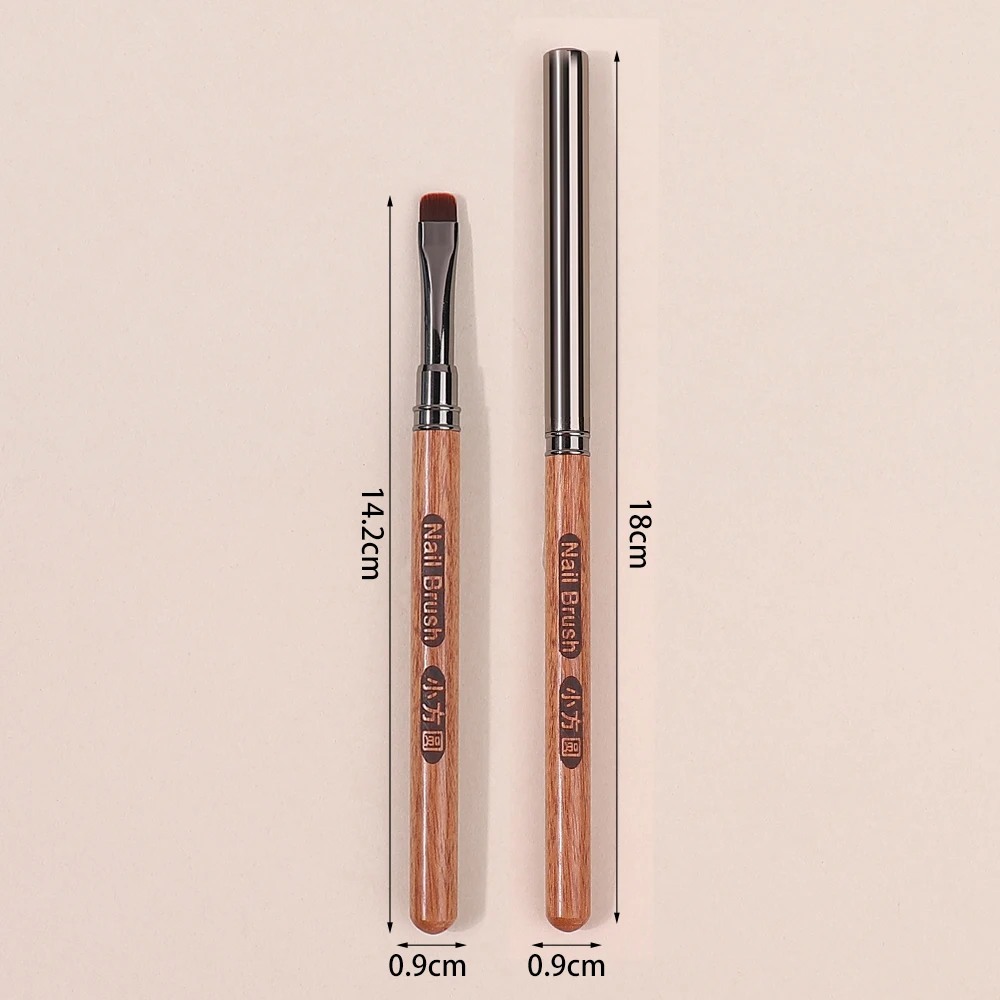 パウダー除去用木製ネイルブラシペン,丸い木製ハンドル,ジェルクリーニングツール,アクリルカバー,マニキュア,1個