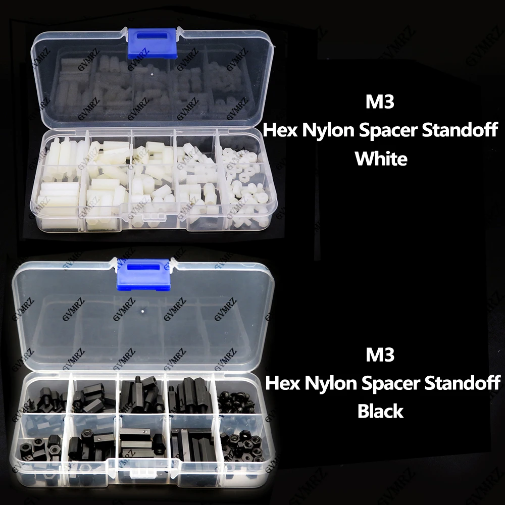 120PCS M3 Hex Nylon Spacer Standoff Kit - Black & White for Electronics DIY Projects