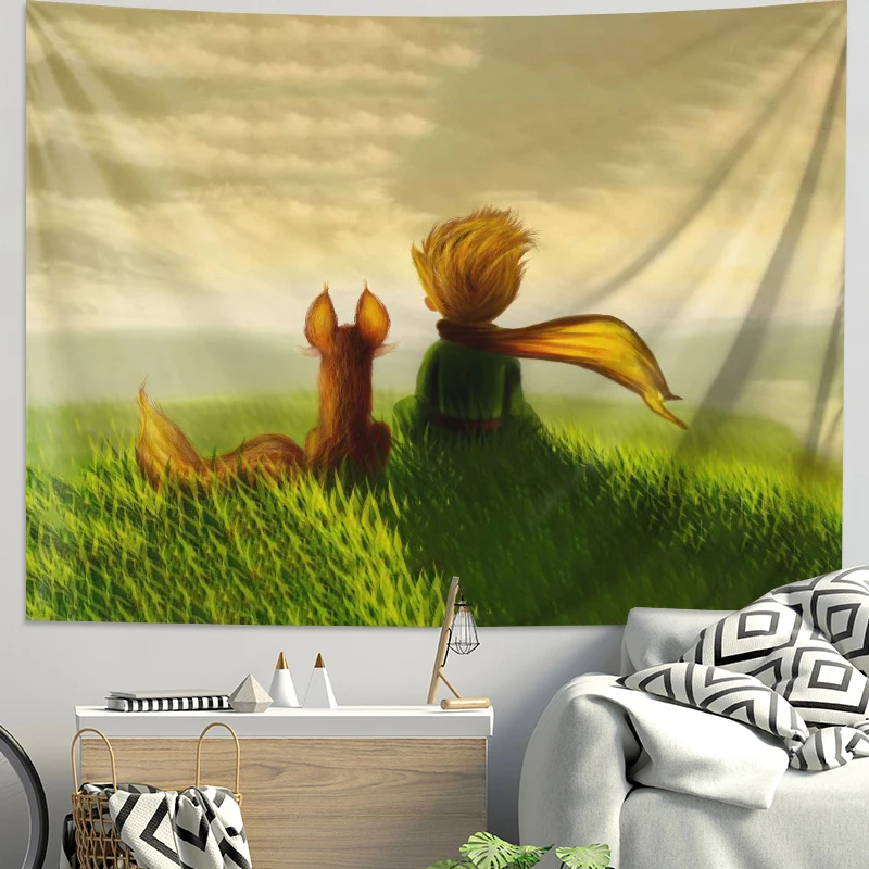 The Little Prince Anime Poster Bedroom Bedhead Background Cloth Cartoon Healing Dormitory Decoration Wall Cloth  Hanging Cloth