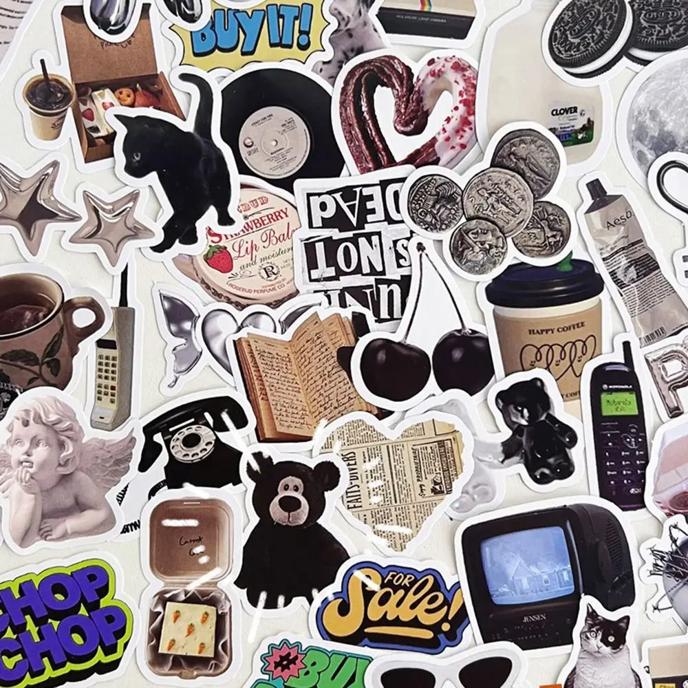 50 Pcs/Bag Ins American Retro Sticker Cute Original Refrigerator Decal Vintage Self-adhesive Dog Stickers Notebook