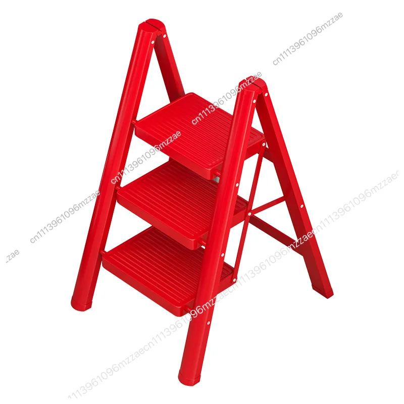 

High-grade Multi-functional Red Ladder Festive Non-slip Household Folding Herringbone Widened Flower Stand Ladder