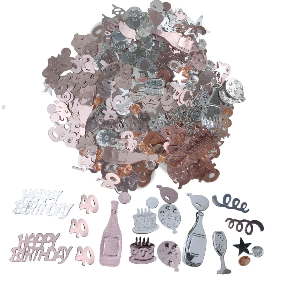 Roségoldenes Happy Birthday Konfetti, 16/18/30/40/50/60, Geburtstagsdekoration und Jubiläumsfolie, Sterne, Konfetti, Pailletten, Tischdekoration – Detail 1