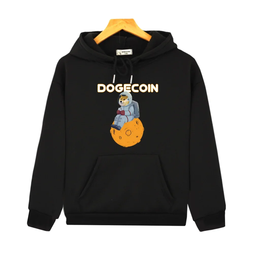 Dogecoin Astronaut Dog Hoodies Children Funny Cartoon Print Sweatshirts Boys and Girls Autumn Pullovers Long Sleeve Comfortable